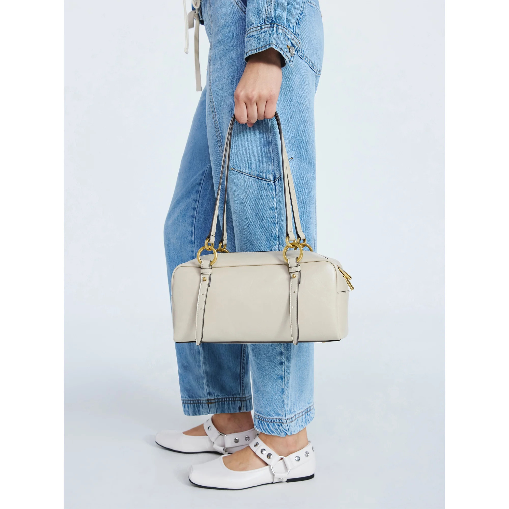 Scoop Women's Faux Leather Top Handle Shoulder Bag, Almond Biscuit | Walmart (US)