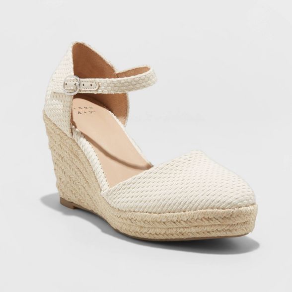 Women's Olivia Rounded Toe Espadrille Wedge Pumps - A New Day™ | Target