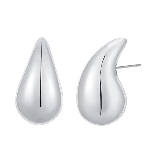 Winssigma Chunky Acrylic Hoop Earrings, Lightweight Waterdrop Hoops Earrings, Hypoallergenic Trendy Jewelry for Women Girls(Silver) | Amazon (US)