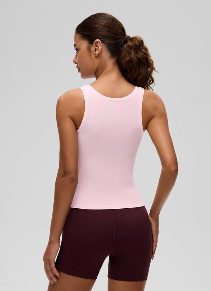 CRZ YOGA Softembrace Scoop Neck Tank Tops for Women - Casual Going Out Soft Double Lined Crop Bas... | Amazon (US)
