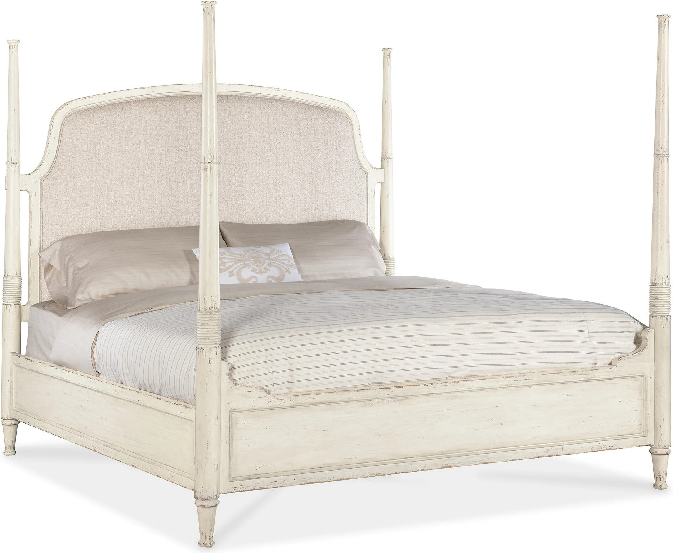 Americana Queen Upholstered Poster Bed In Beige | 1stopbedrooms