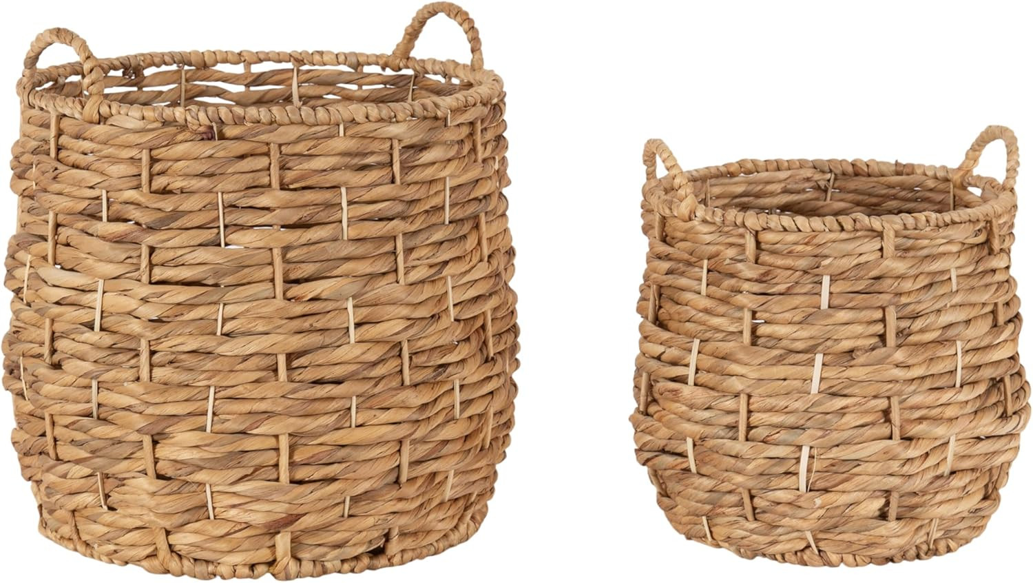 Kate and Laurel Livia Modern Two-Piece Woven Basket Set; 16 x 16 and 13 x 13; Natural Water Hyaci... | Amazon (US)
