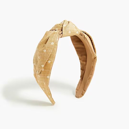 Polka-dot raffia knot headband | J.Crew Factory