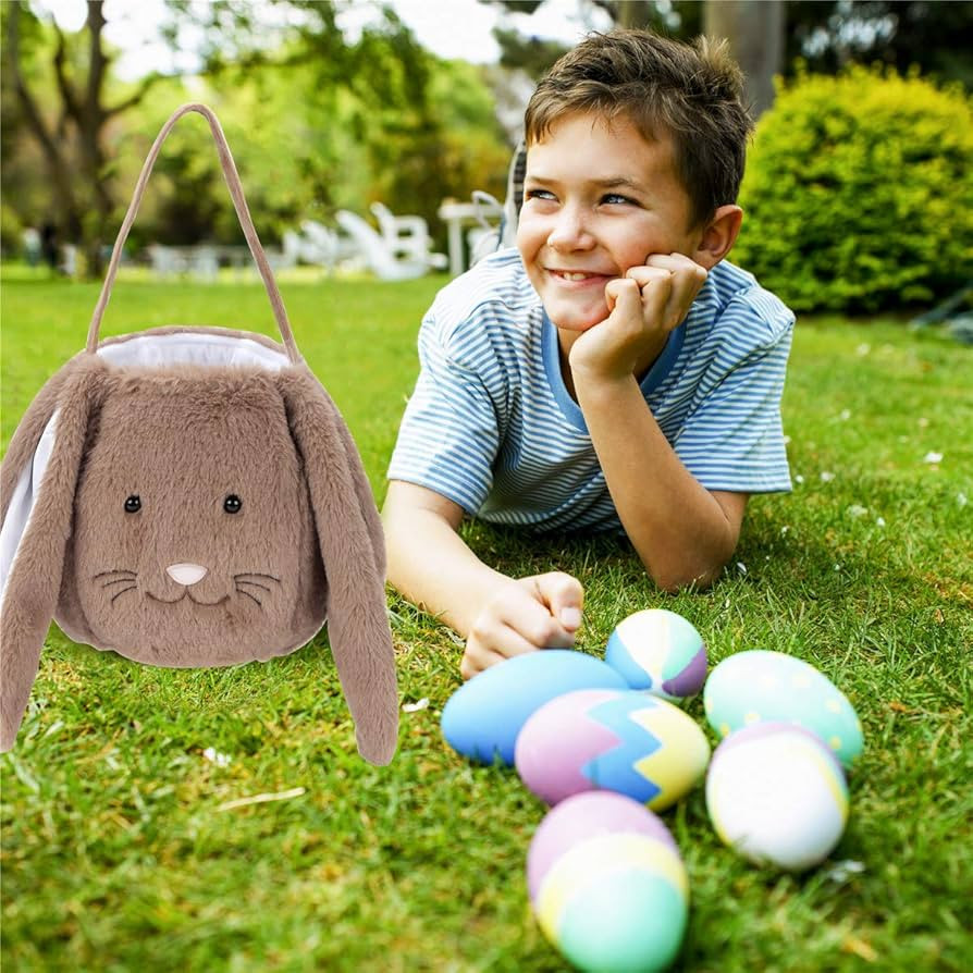 Plush Easter Bunny Basket for Kids Boys Girls Easter Buckets with Long Plush Ear Personalized Egg... | Amazon (US)
