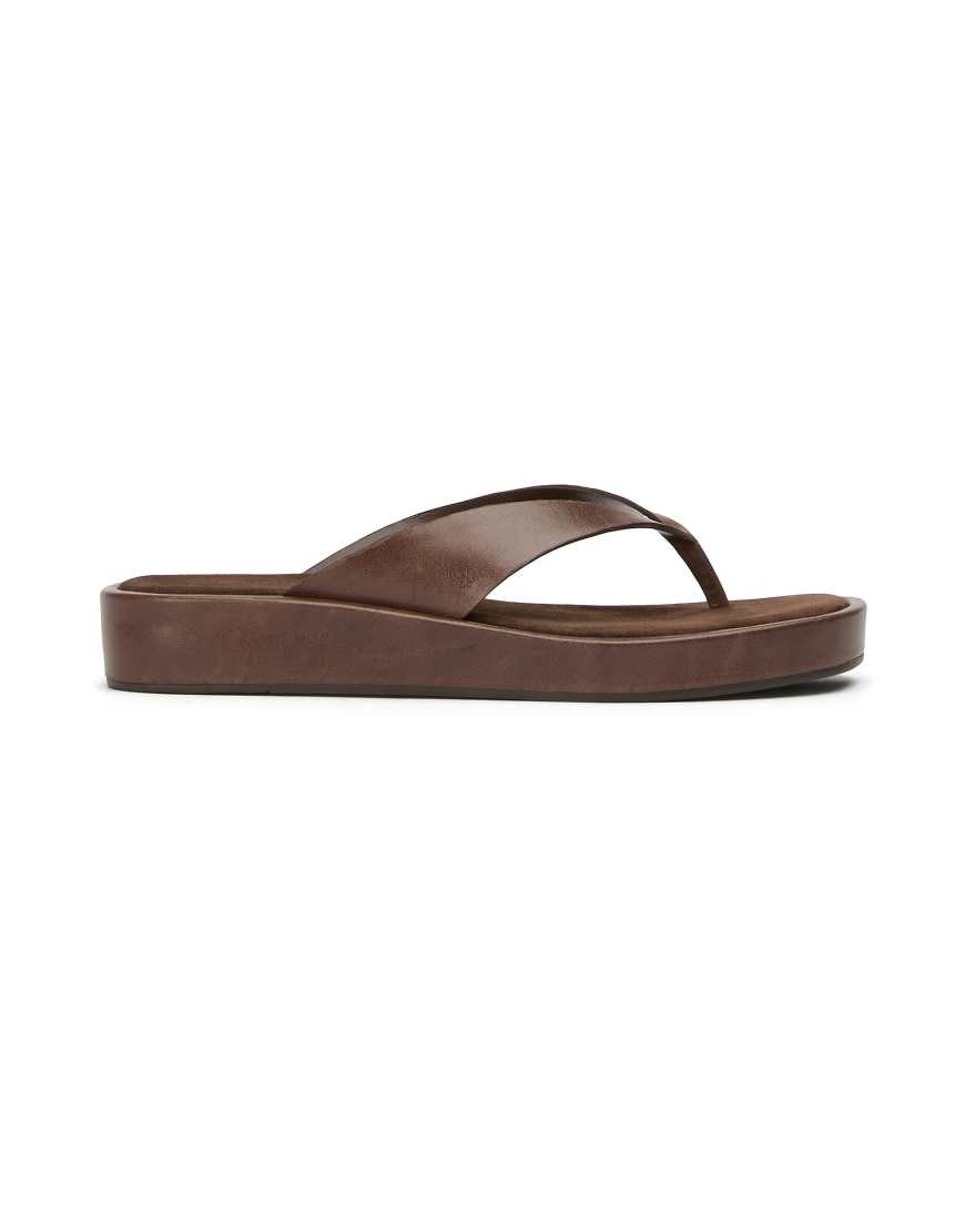 Tony Bianco Kyra toe thong sandals in chocolate vintage leather-Brown | ASOS (Global)