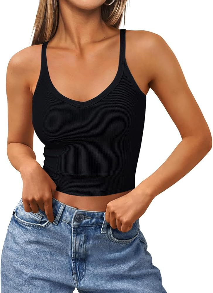 RIROW Tank Tops Women Racerback Workout Tanks Deep V Neck Crop Tee XS-XL 2024 New | Amazon (CA)