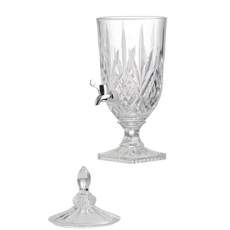 Malaki 19" Lidded Drink Dispenser - Clear, Polished Silver | Wayfair North America