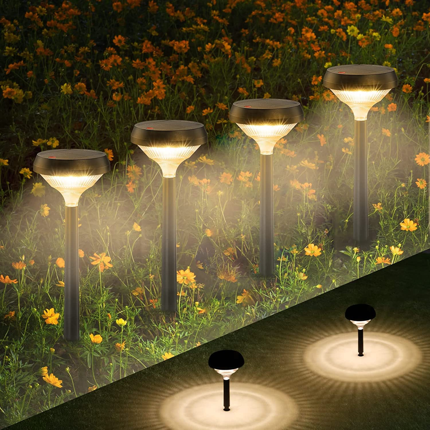 Linkind Solar Pathway Lights 8 Pack, Solar Lights Outdoor, Warm White Solar Path Lights Waterproo... | Amazon (US)