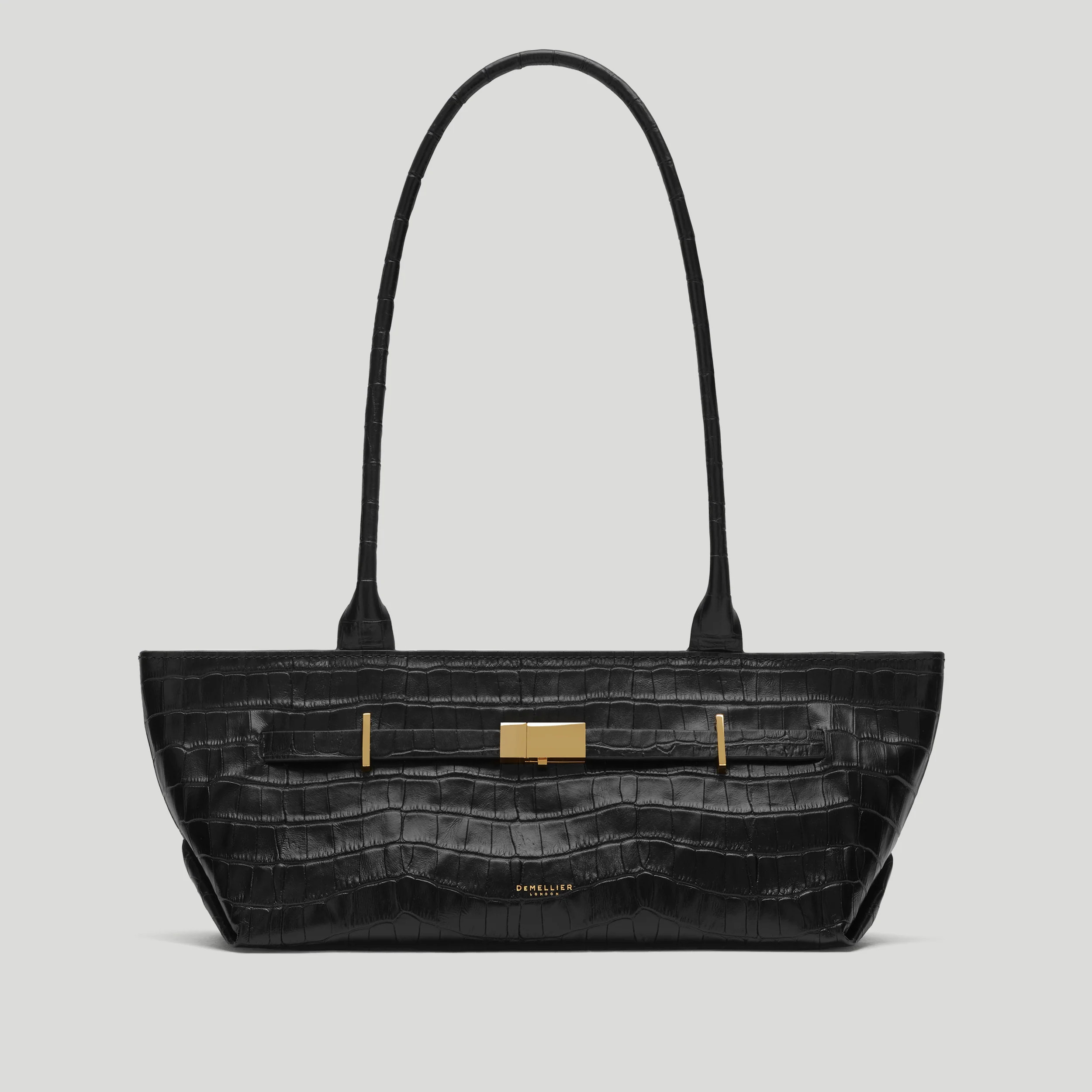 DeMellier The New York Shoulder in Black Croc-Effect Leather Shoulder bag | DeMellier