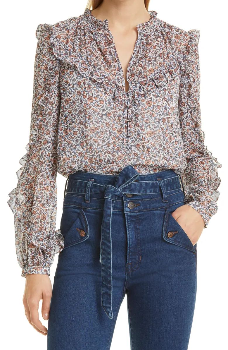 Abra Floral Print Ruffle Blouse | Nordstrom