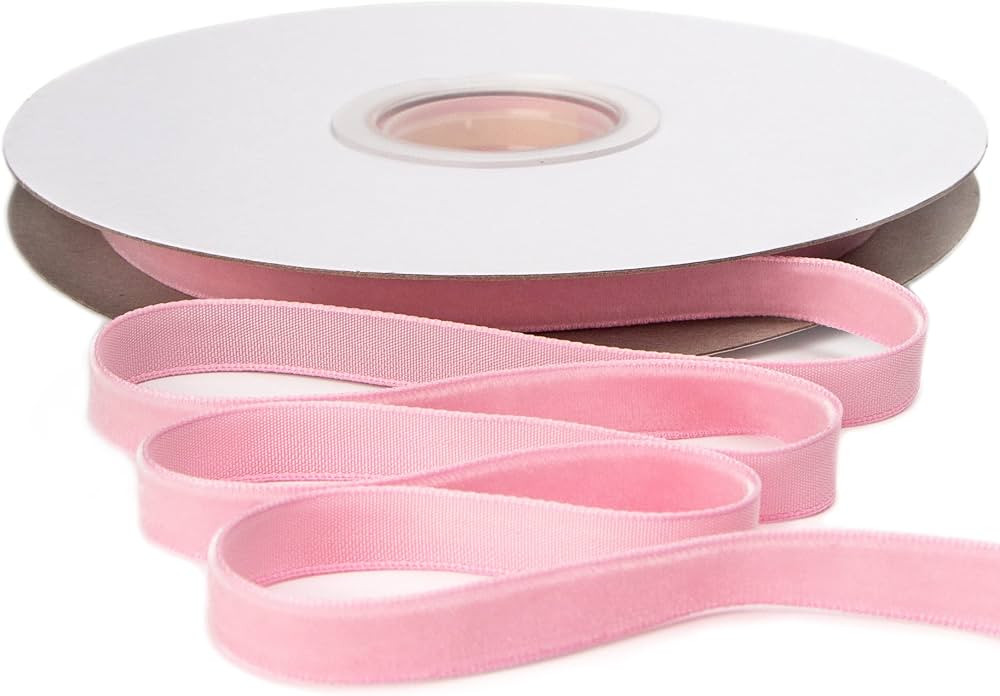 Ribbli Polyester Pearl Pink Velvet Ribbon,3/8 Inches Continuous10-Yard Spool,Christmas Ribbon for... | Amazon (US)