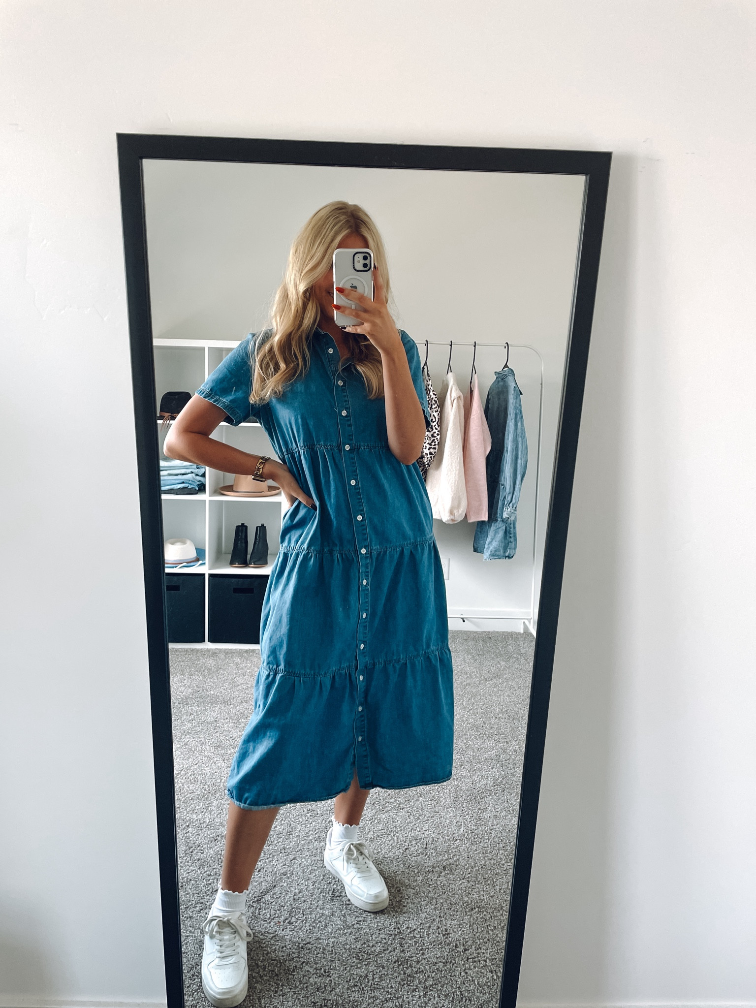 teacher outfit idea! love this long denim dress! comes in more colors too

Dress: wearing usual M
Sneakers: prefer true size in wide fit otherwise size up half 

#LTKSeasonal #LTKFindsUnder100 #LTKWorkwear