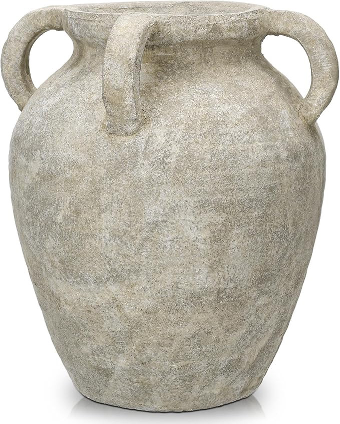 Handmade Flower Vase, 12" Tall Terracotta Vase, Green Vintage Ceramic vase, Rustic Antique Decor ... | Amazon (US)