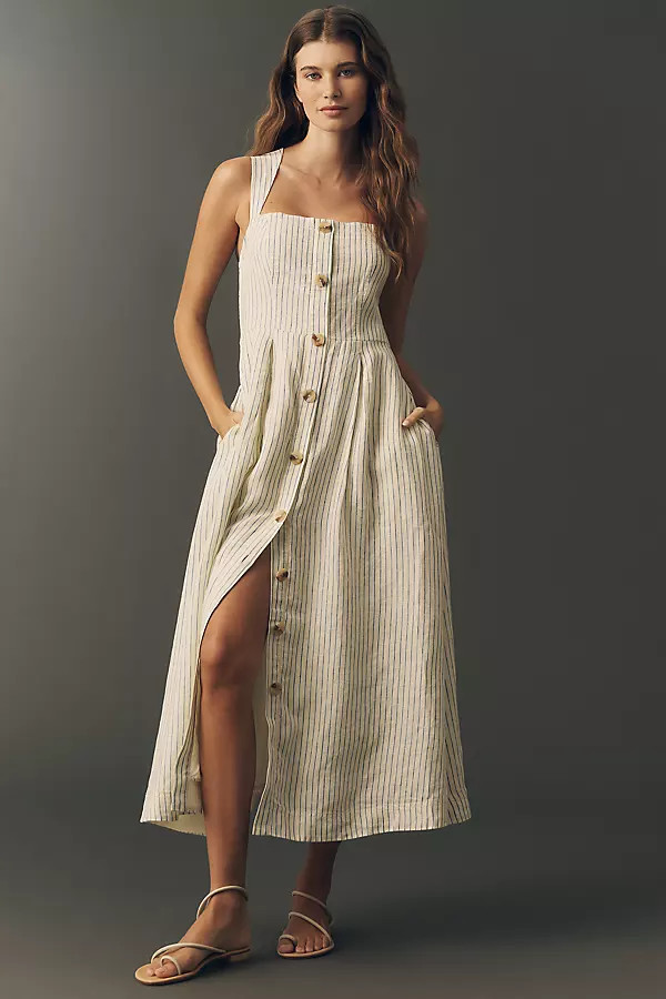 Maeve 100% European Linen Sleeveless Midi Dress | Anthropologie (US)