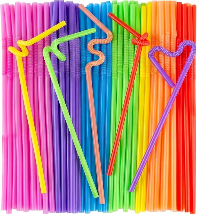 HANSGO 100PCS Disposable Colorful Drinking Straws, 13inch Extra Long Flexible Straws for Party De... | Amazon (US)