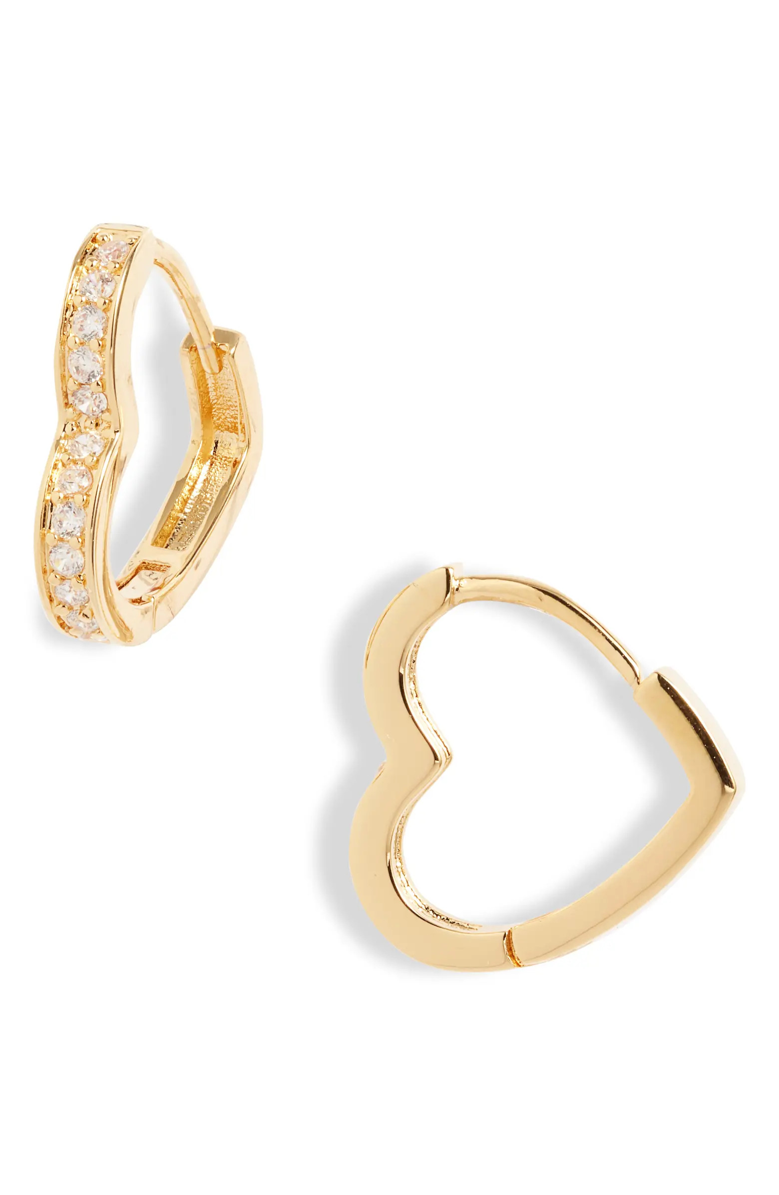 Cubic Zirconia Open Heart Huggie Hoop Earrings | Nordstrom