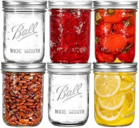 Ball Wide Mouth Mason Jars 16 oz. (6 Pack) - Pint Size Jars with Airtight Lids and Bands for Cann... | Amazon (US)