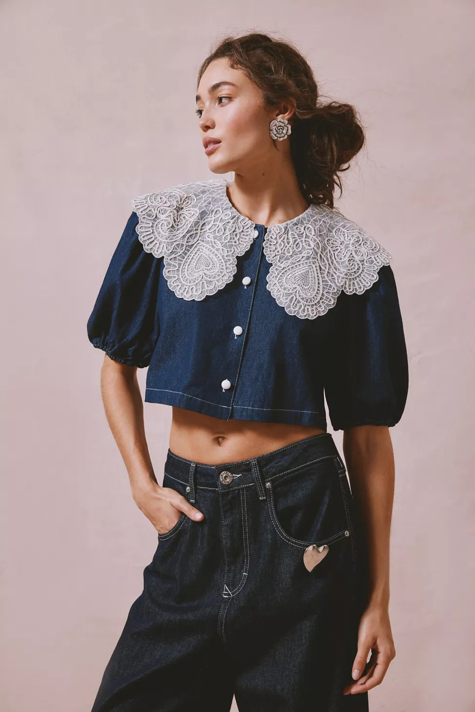Sister Jane Denim & Lace Blouse | Urban Outfitters (US and RoW)