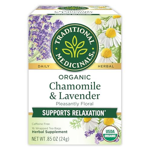 Traditional Medicinals Tea, Organic Chamomile & Lavender, Stress Relief, 16 Tea Bags | Amazon (US)