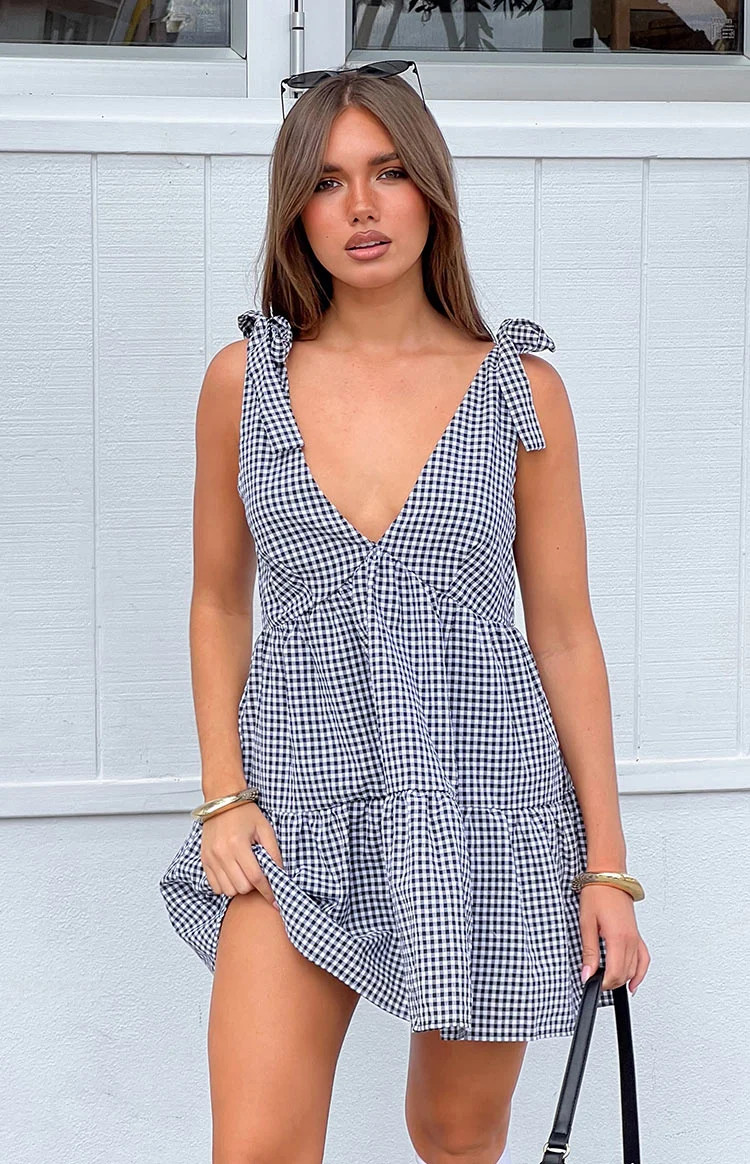 Angel Girl Black Gingham Mini Dress | Beginning Boutique | Beginning Boutique (US)