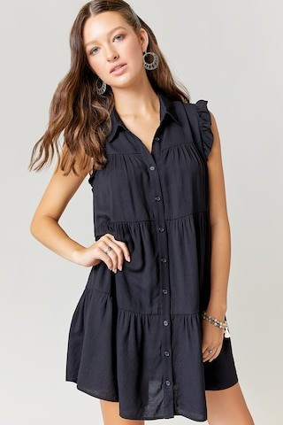 Marlina Flutter Sleeve Button Down Swing Dress - francesca's | Francesca's