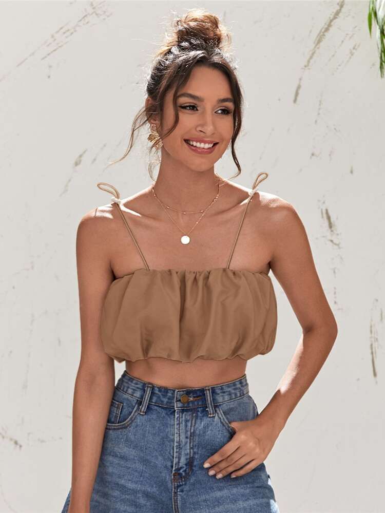 Adjustable Strap Ruched Cami Top | SHEIN
