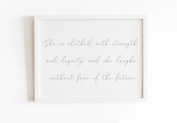 Proverbs 31:25. Nursery Quotes Prints. Nursery Wall Art | Etsy | Etsy (US)