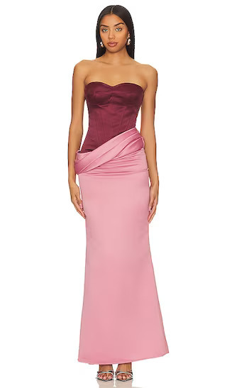The Two-tone Undressed Gown in Wine & Rose | Light Pink Dress Holiday Outfits | Holiday Party Dress | Revolve Clothing (Global)