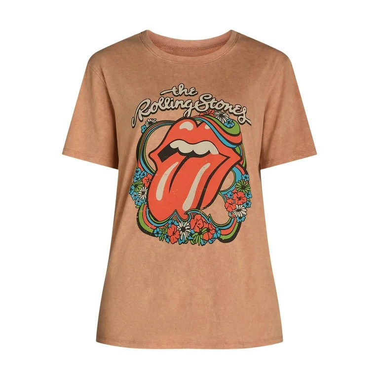 Time and Tru Women’s Rolling Stones Graphic Band Tee with Short Sleeves, Sizes XS-XXXL | Walmart (US)