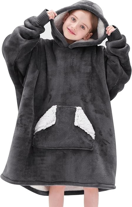 Touchat Wearable Blanket Hoodie for Kids & Teens 6-13 Year Old, Oversized Sherpa Fleece Sweatshir... | Amazon (US)