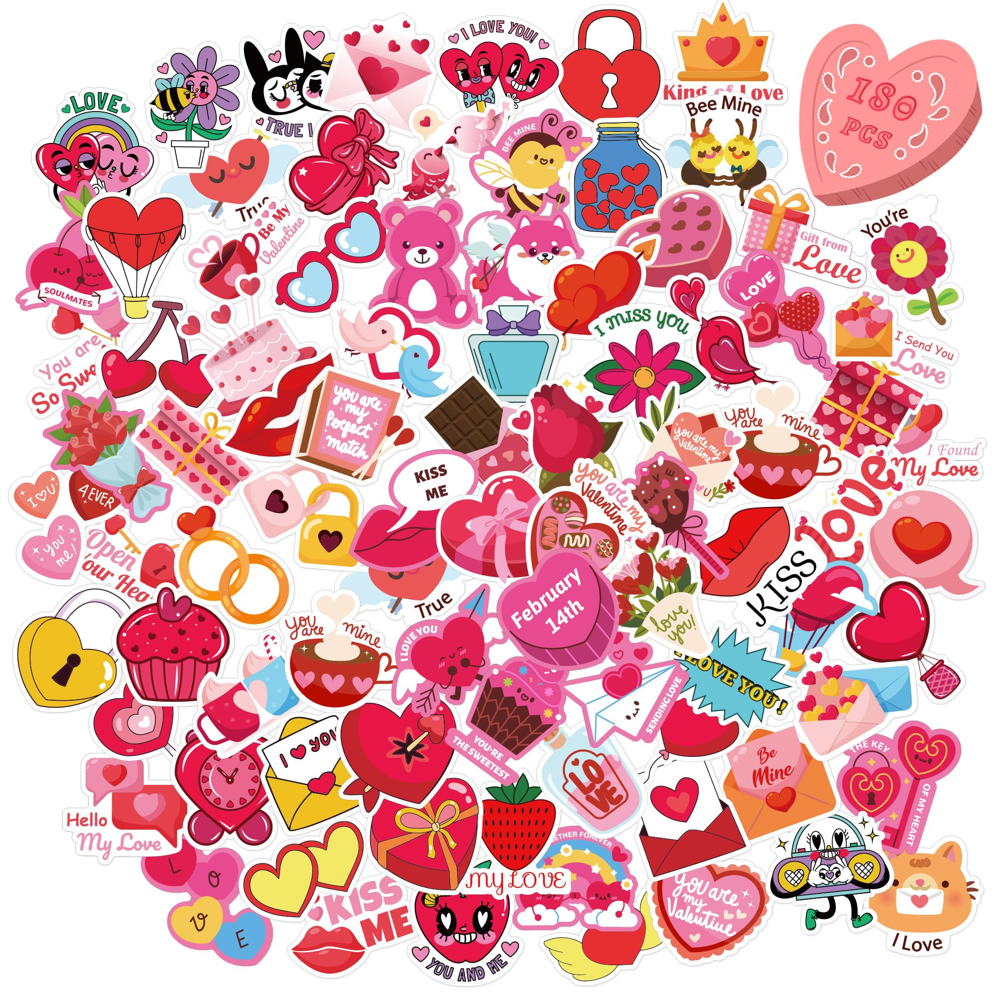 OHOME Valentines Stickers - 180 PCS Valentines Day Stickers for Kids Classroom School -Vinyl Heart Stickers - Valentines Crafts for Kids - Valentines Gifts Treats Decor Cards Scrapbooking Party Favors | Amazon (US)