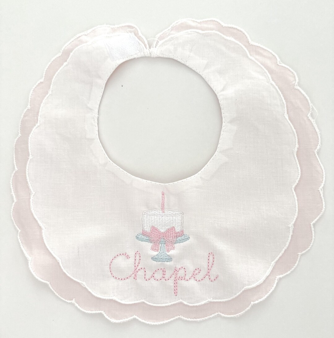 Pink and White Scallopped Birthday Bib | One Little Candle | First Birthday | Grandmillenial | Gi... | Etsy (US)