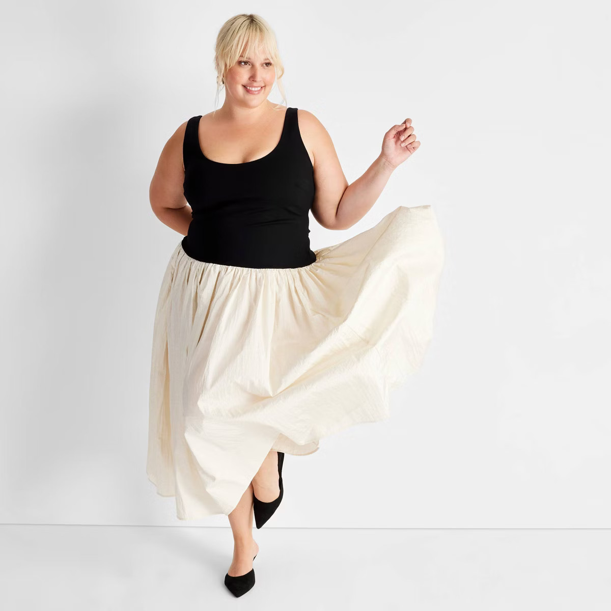 Women's Sleeveless Contrasting Knit Ankle Dress - Future Collective Black/Cream | Target