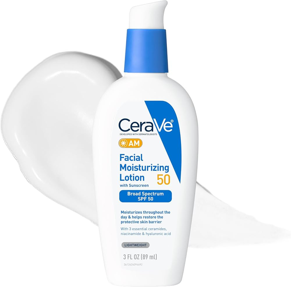 CeraVe AM Facial Moisturizing Lotion SPF 50, Face Moisturizer with SPF, Hyaluronic Acid, Niacinam... | Amazon (US)