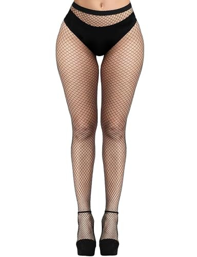 Buauty Fishnet Stockings for Women, High Waisted Fishnet Tights Black Fishnets for Halloween | Amazon (US)