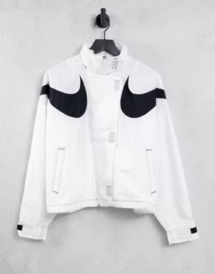 Nike Swoosh Pack Repel woven zip-through jacket in white | ASOS (Global)