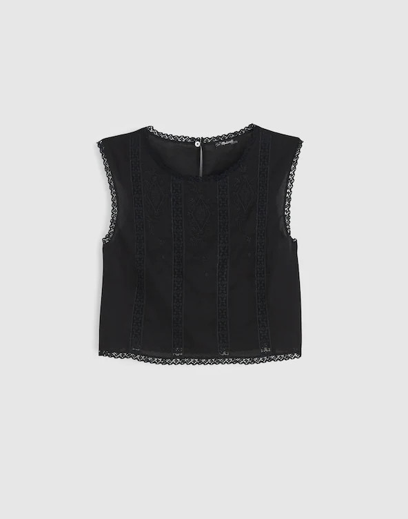 Embroidered Lace-Insert Top | Madewell