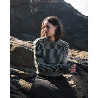 Brora The Supersoft Lambswool Stripe Jumper Black & periwinkle | Brora