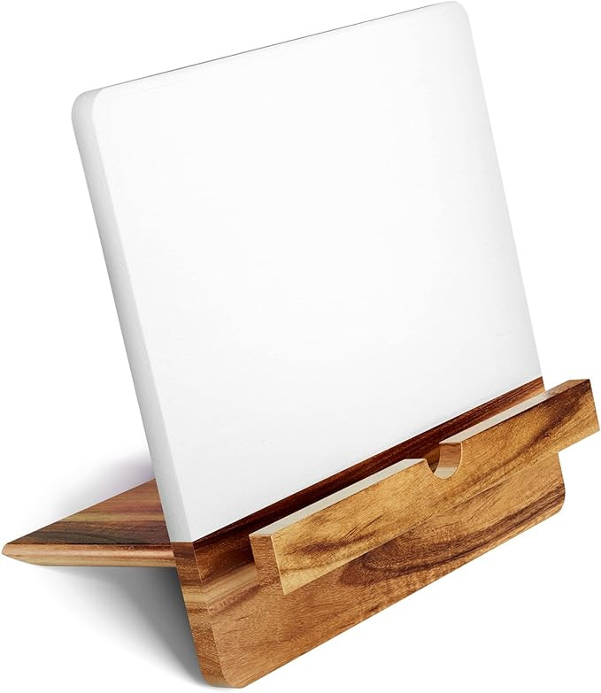 Acacia Cookbook Stand for Kitchen Counter - 12" x 12" Large Adjustable Wood Book Stand for Cookbo... | Amazon (US)