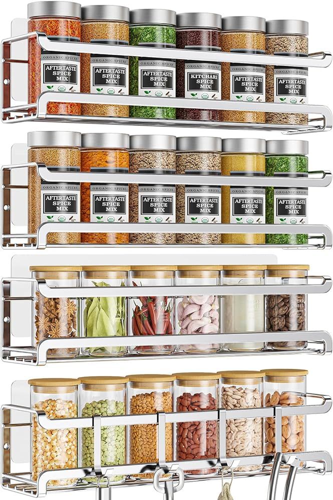 Bunoxea Spice Rack wall mounted 4 Pack, Space-Saving Spice Organizer for Spice Jars and Seasoning... | Amazon (US)