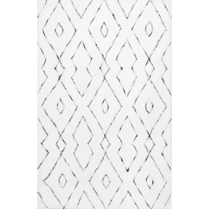 Sofie Modern Shag Performance White Rug | Wayfair North America