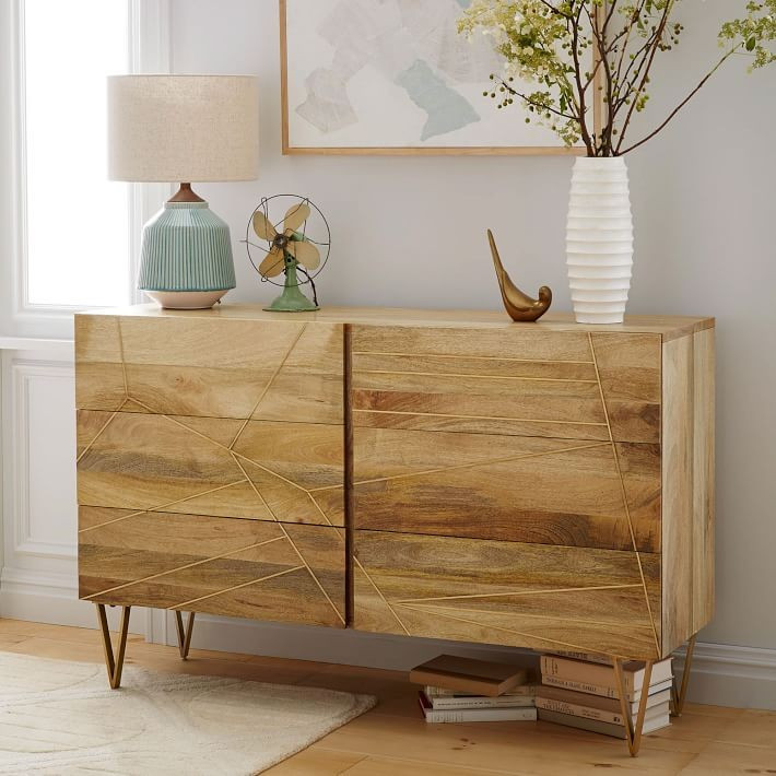 Roar + Rabbit™ Brass Geo Inlay 6-Drawer Dresser - Raw Mango | West Elm (US)