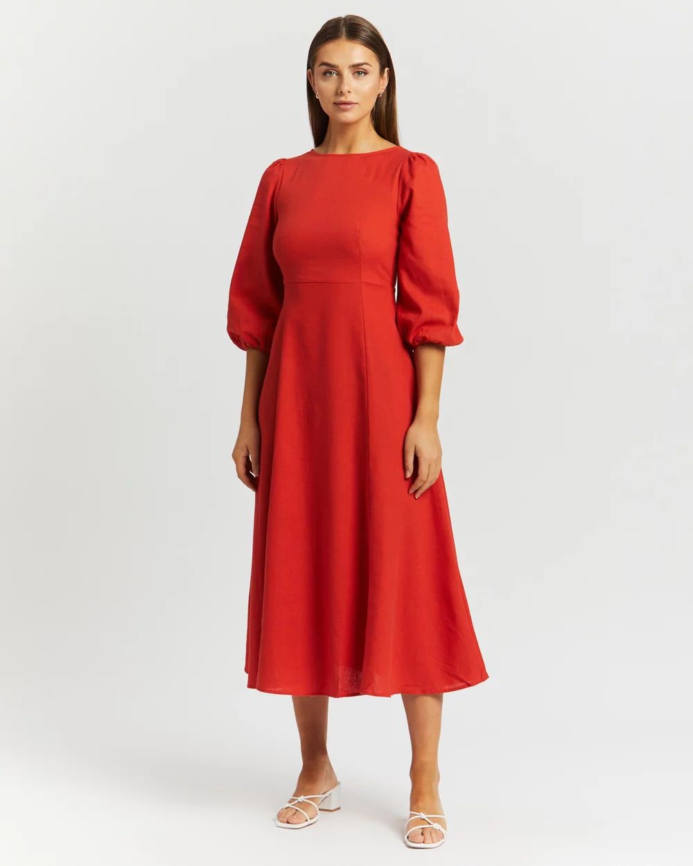 Brianna Linen Blend Midi Dress | THE ICONIC (AU & NZ)