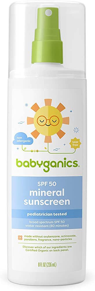 Babyganics SPF 50 Mineral Baby Sunscreen Spray, Unscented | UVA UVB Protection | Octinoxate & Oxy... | Amazon (US)