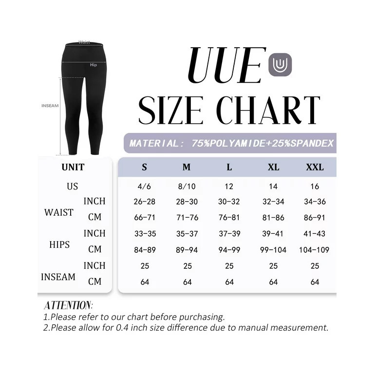 UUE 25"Inseam Black Workout leggins high waisted,black workout Yoga pants with inner pockets for ... | Walmart (US)
