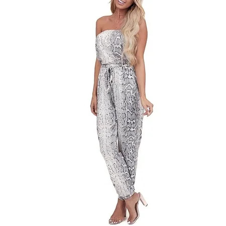 Summer Women s Fashion Snakeskin Suspenders Wide Leg Jumpsuit Note Please Buy One Or Two Sizes Large | Walmart (US)