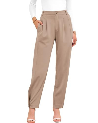 BTFBM Business Casual Outfits for Women Tapered Work Pants,Beige,S | Amazon (US)