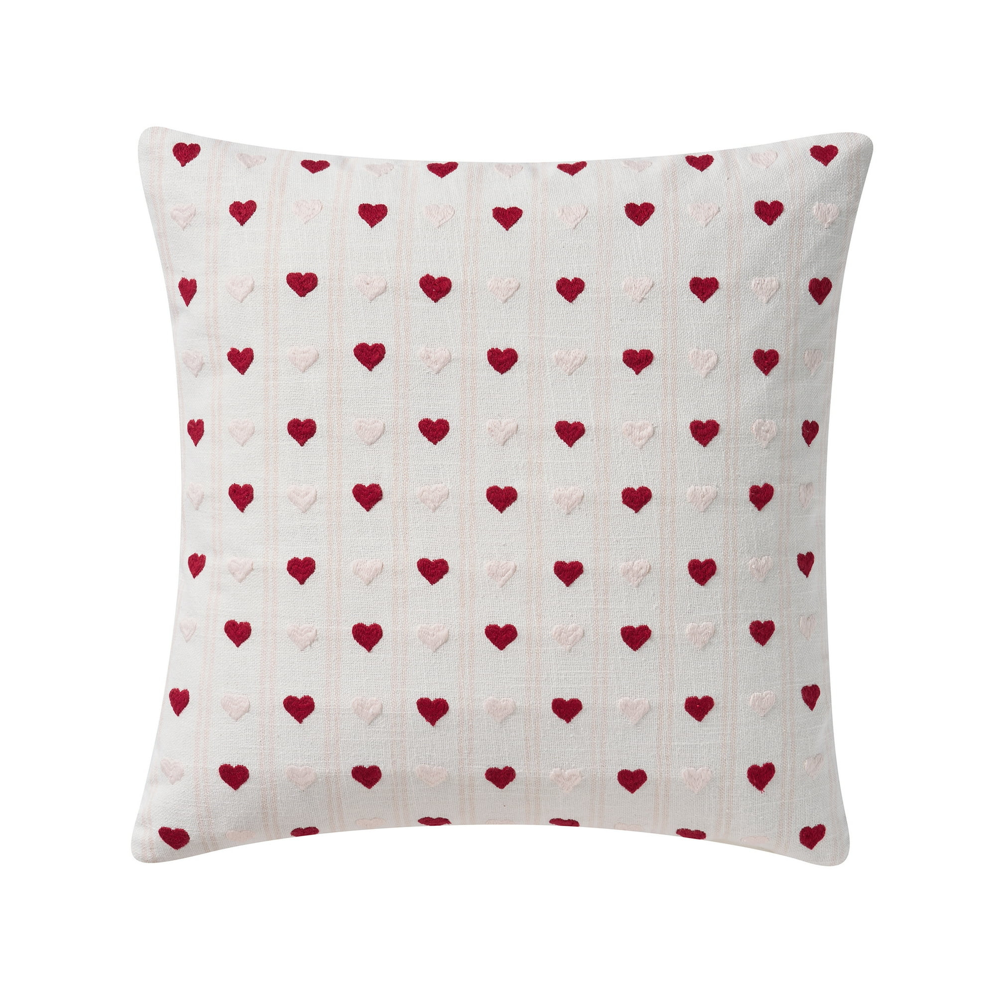 My Texas House 18" x 18" Bright White Hearts Cotton Decorative Pillow Cover | Walmart (US)