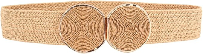 ALAIX Straw Woven Elastic Belt for Women Wide Stretch Waistband for Dress Boho Summer Raffia Belt... | Amazon (US)