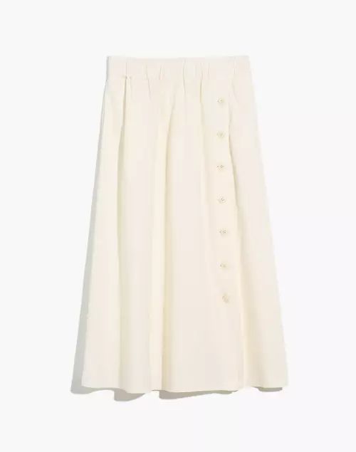 Linen-Blend Side-Button Midi Skirt | Madewell